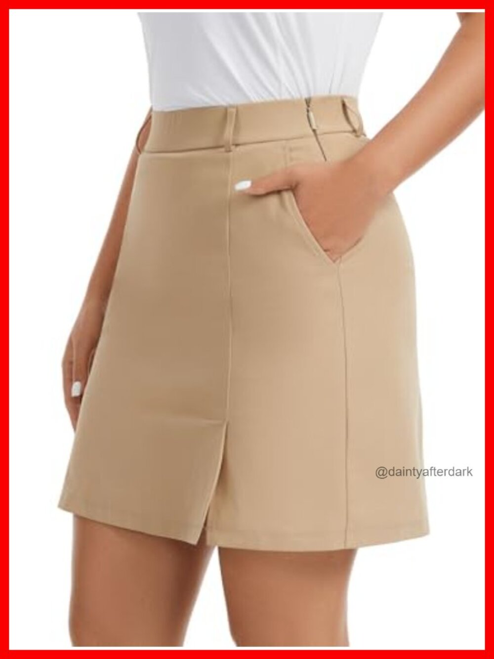 Women's 18" Knee Length Skort with Pockets, Side Zipper, Mesh Liner
